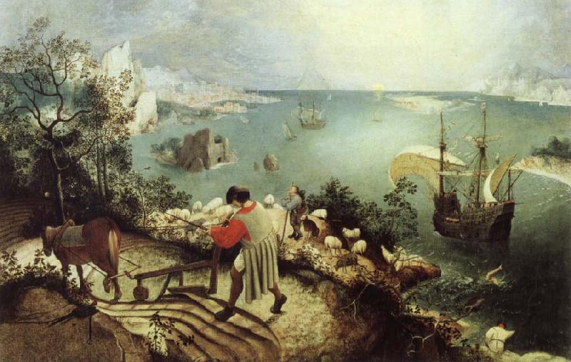 BRUEGEL, Pieter the Elder Landscape with the Fall of Icarus oil painting image